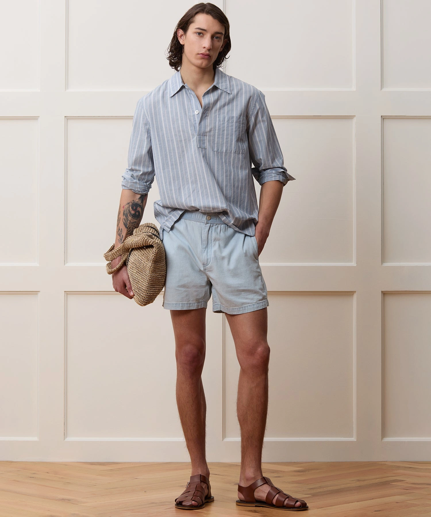Chambray Beach Shorts: Sun-Kissed & Seaside Ready. Your Summer Escape Starts Now!